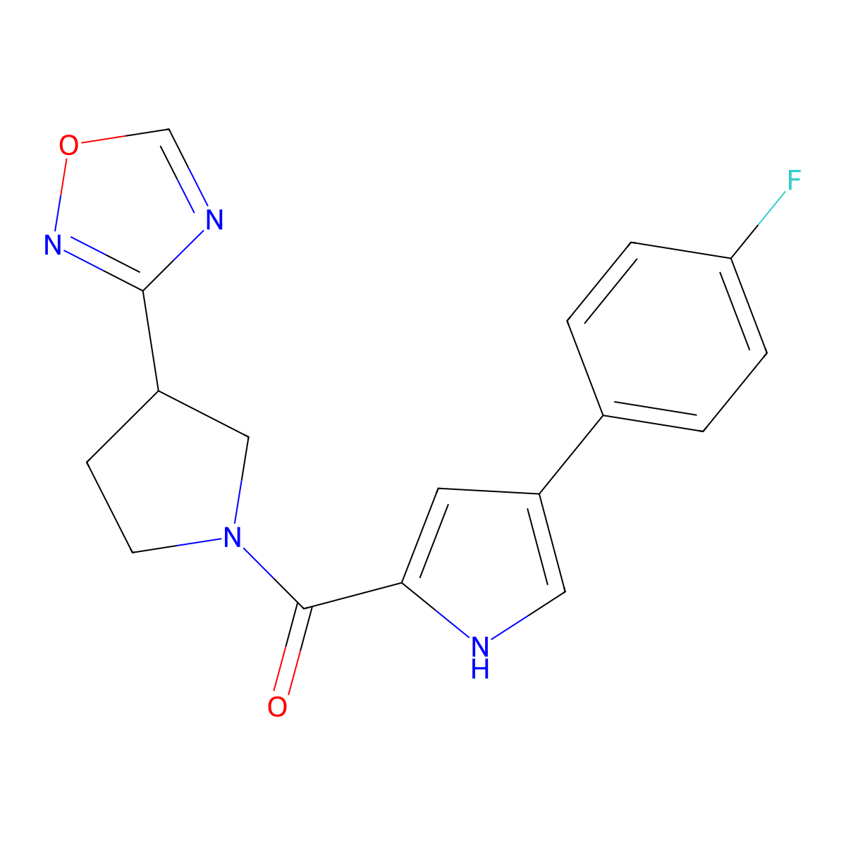 (3-(1,2,4-oxadiazol-3-yl)pyrrolidin-1-yl)(4-(4-fluorophenyl)-1H-pyrrol-2-yl)methanone molecular structure, CAS 2034276-85-0