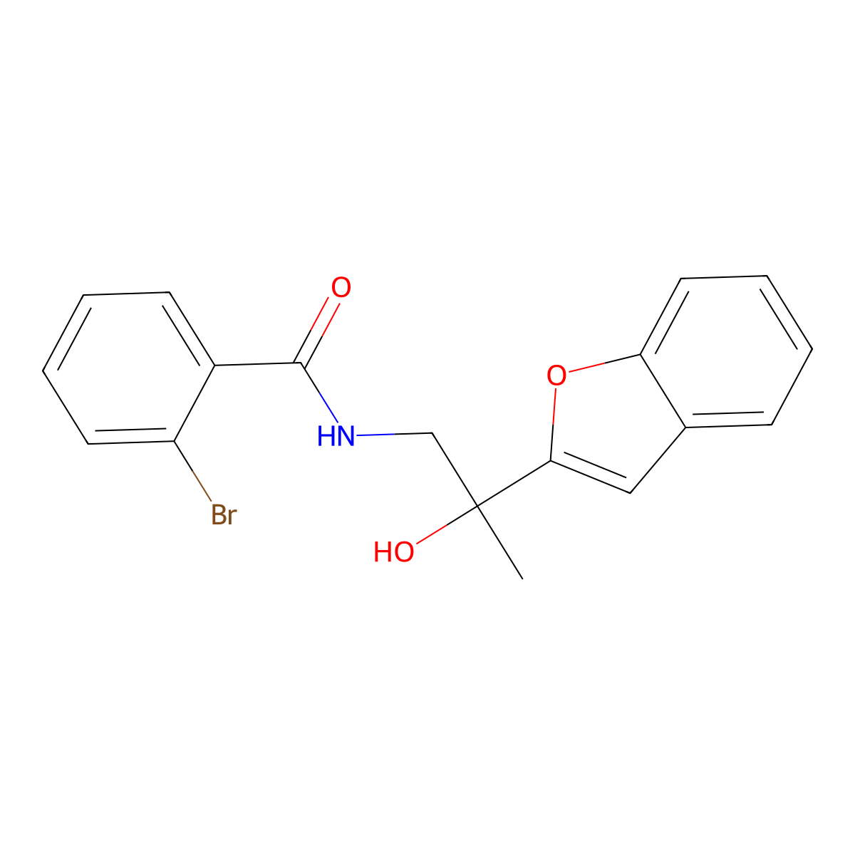 N-(2-(benzofuran-2-yl)-2-hydroxypropyl)-2-bromobenzamide molecular structure, CAS 2034276-91-8