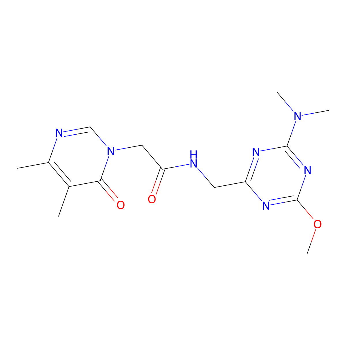 2-(4,5-dimethyl-6-oxopyrimidin-1(6H)-yl)-N-((4-(dimethylamino)-6-methoxy-1,3,5-triazin-2-yl)methyl)acetamide molecular structure, CAS 2034276-92-9