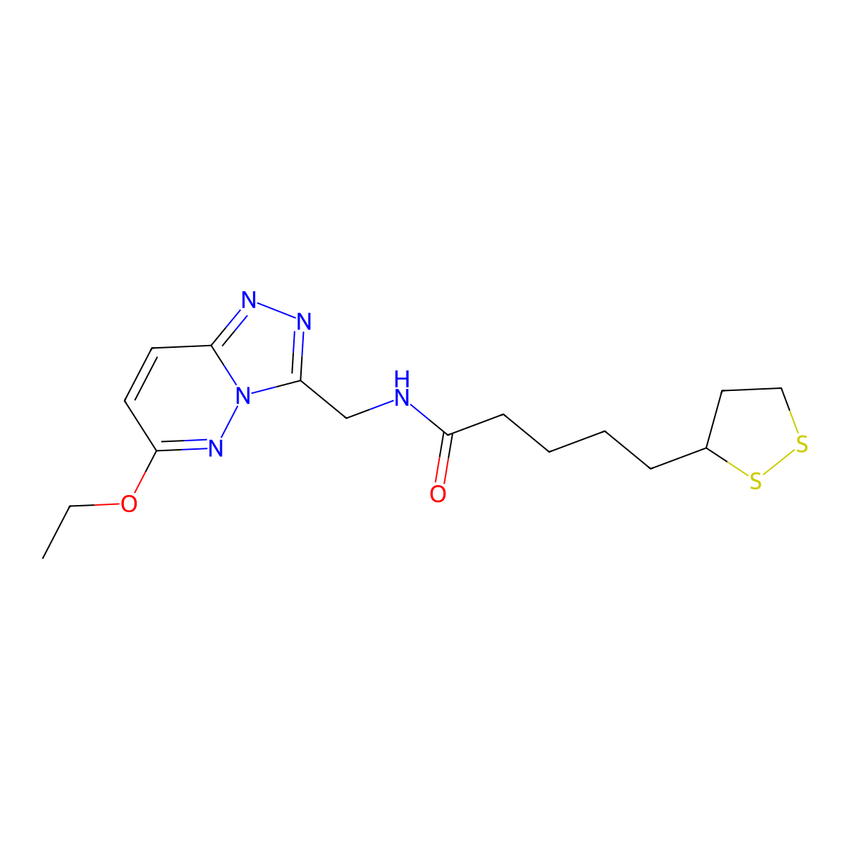 5-(1,2-dithiolan-3-yl)-N-((6-ethoxy-[1,2,4]triazolo[4,3-b]pyridazin-3-yl)methyl)pentanamide molecular structure, CAS 2034276-95-2