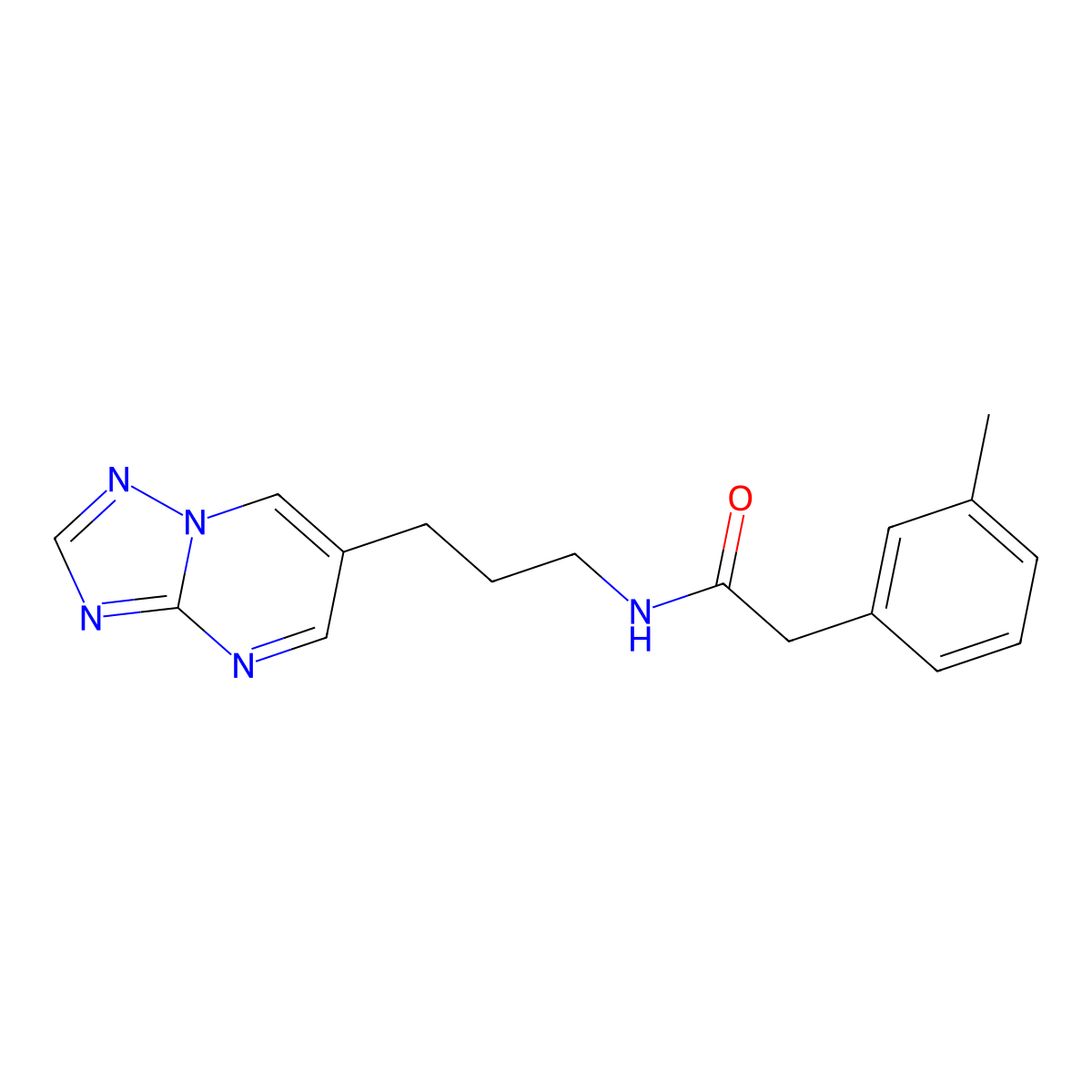 N-(3-([1,2,4]triazolo[1,5-a]pyrimidin-6-yl)propyl)-2-(m-tolyl)acetamide molecular structure, CAS 2034276-97-4