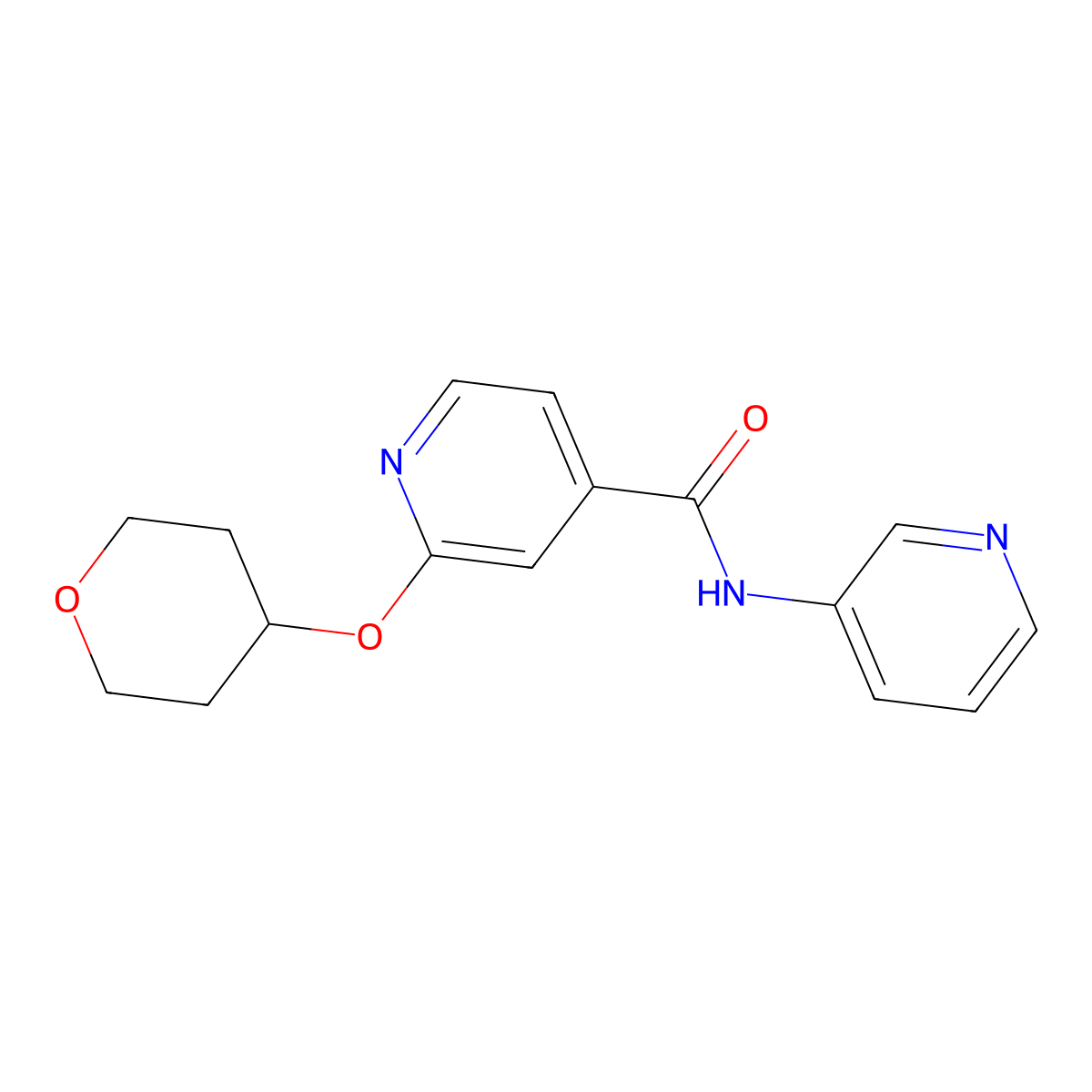 N-(pyridin-3-yl)-2-((tetrahydro-2H-pyran-4-yl)oxy)isonicotinamide molecular structure, CAS 2034277-02-4
