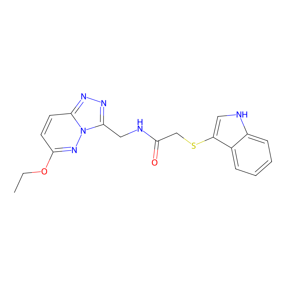 2-((1H-indol-3-yl)thio)-N-((6-ethoxy-[1,2,4]triazolo[4,3-b]pyridazin-3-yl)methyl)acetamide molecular structure, CAS 2034277-11-5
