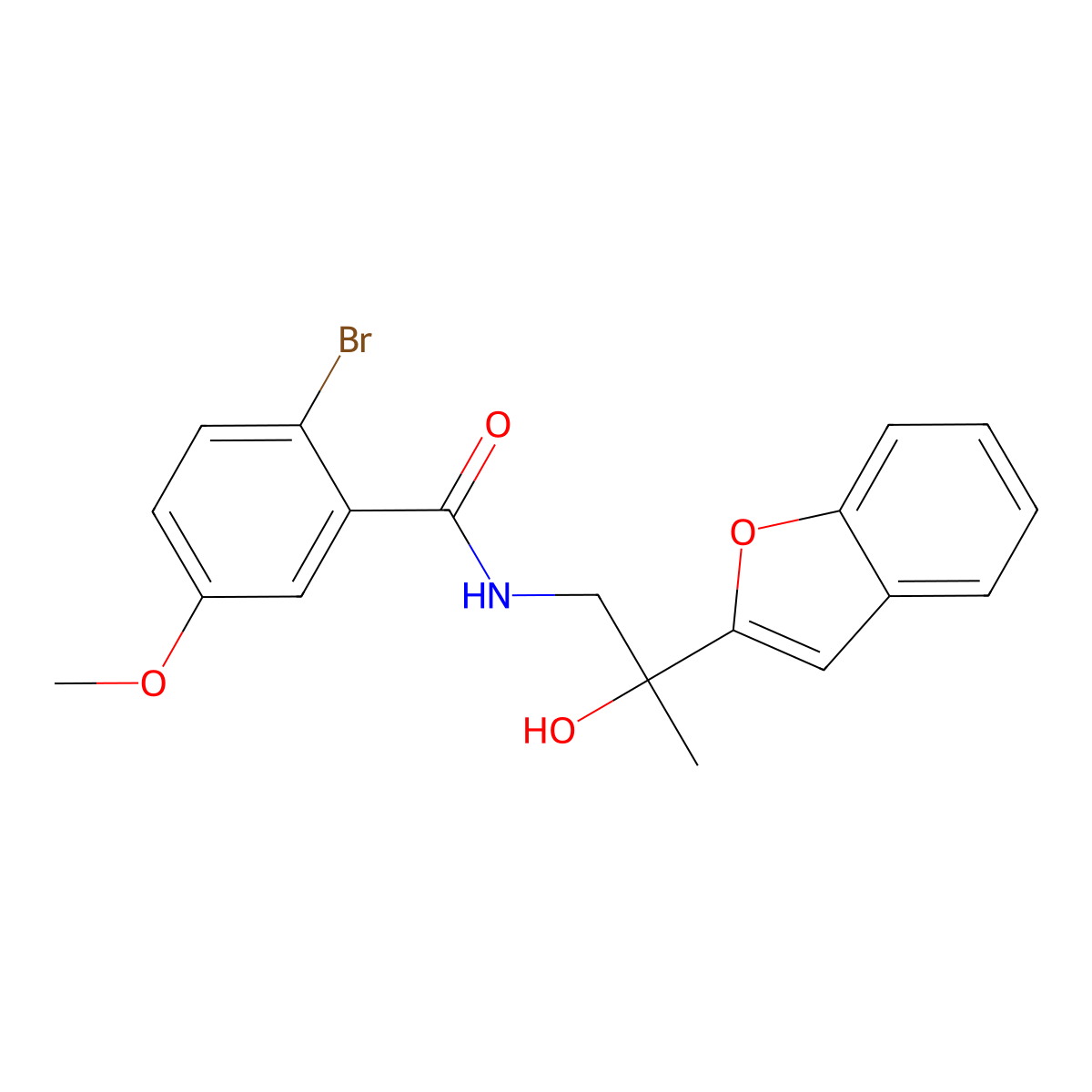 N-(2-(benzofuran-2-yl)-2-hydroxypropyl)-2-bromo-5-methoxybenzamide molecular structure, CAS 2034277-16-0