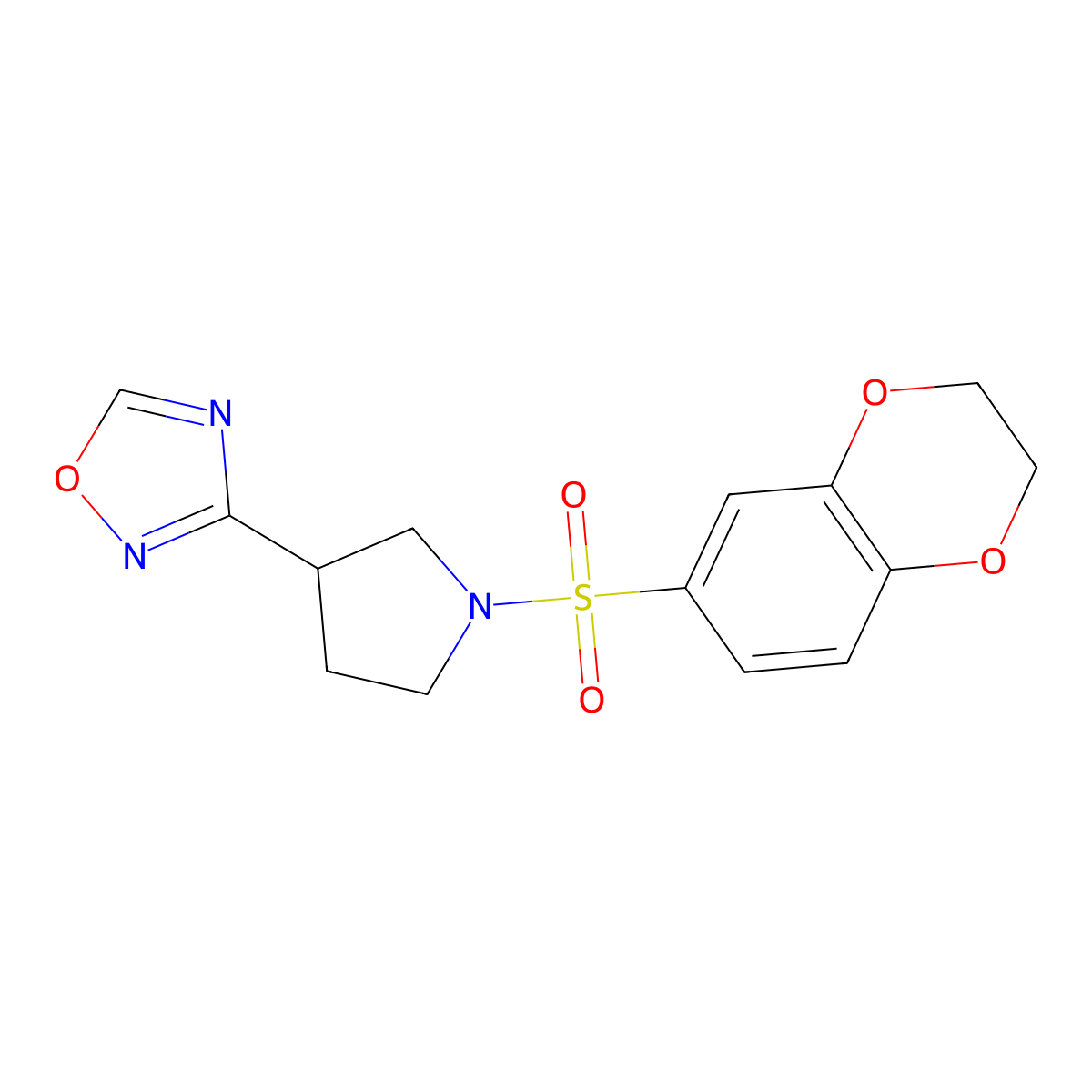 3-(1-((2,3-Dihydrobenzo[b][1,4]dioxin-6-yl)sulfonyl)pyrrolidin-3-yl)-1,2,4-oxadiazole molecular structure, CAS 2034277-27-3