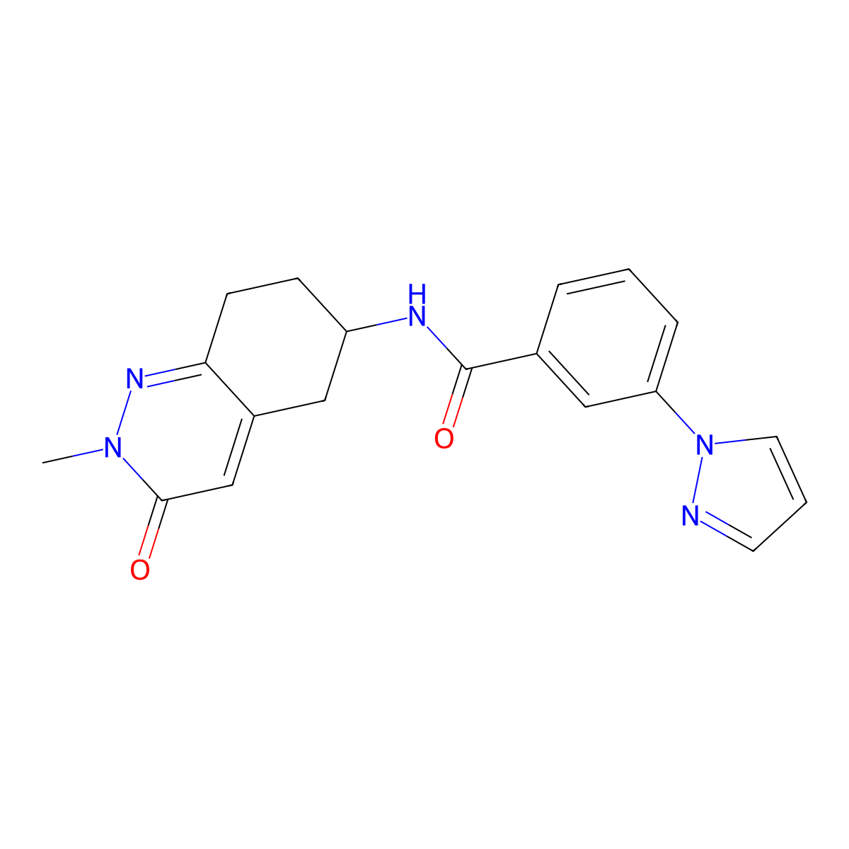 N-(2-methyl-3-oxo-2,3,5,6,7,8-hexahydrocinnolin-6-yl)-3-(1H-pyrazol-1-yl)benzamide molecular structure, CAS 2034277-28-4