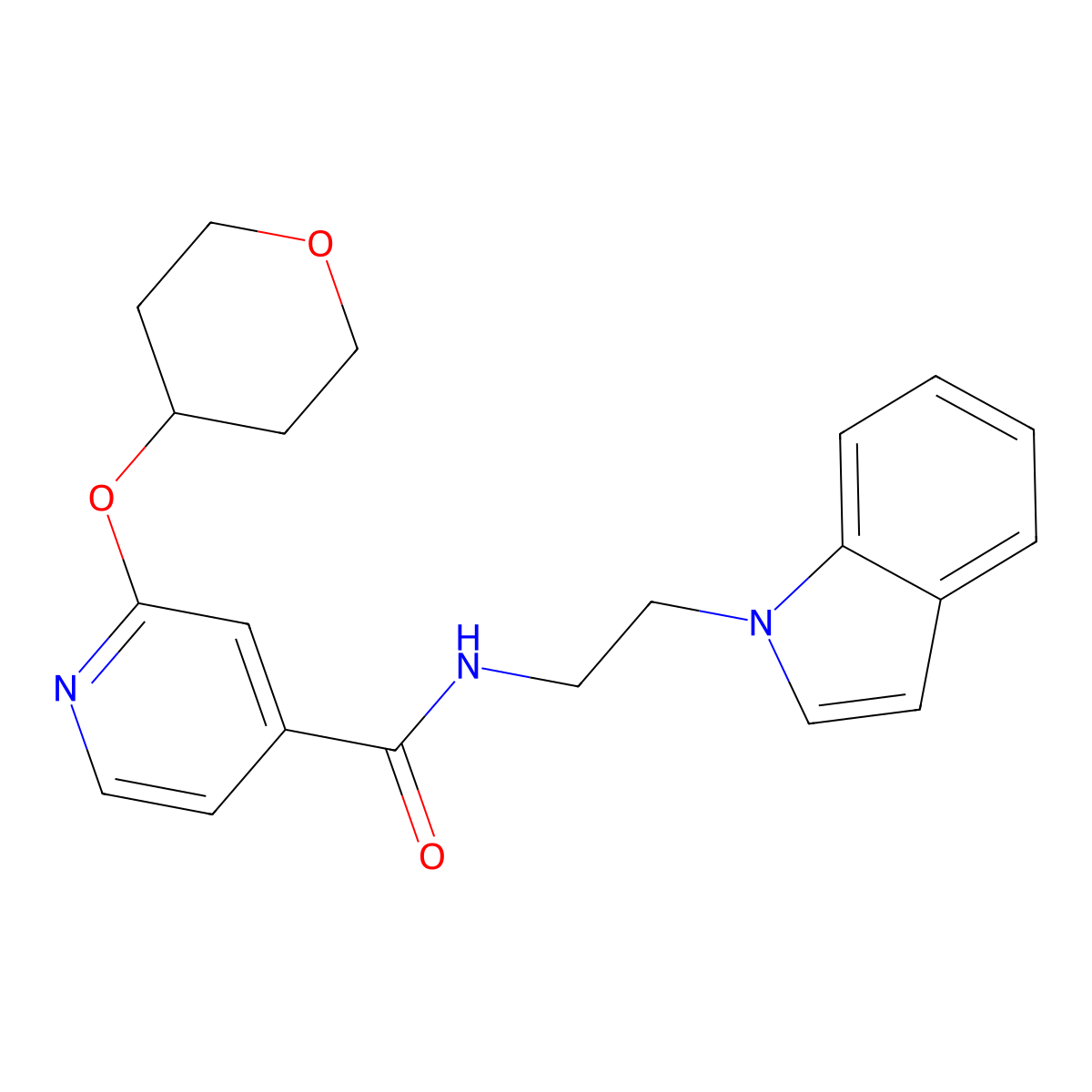 N-(2-(1H-indol-1-yl)ethyl)-2-((tetrahydro-2H-pyran-4-yl)oxy)isonicotinamide molecular structure, CAS 2034277-31-9