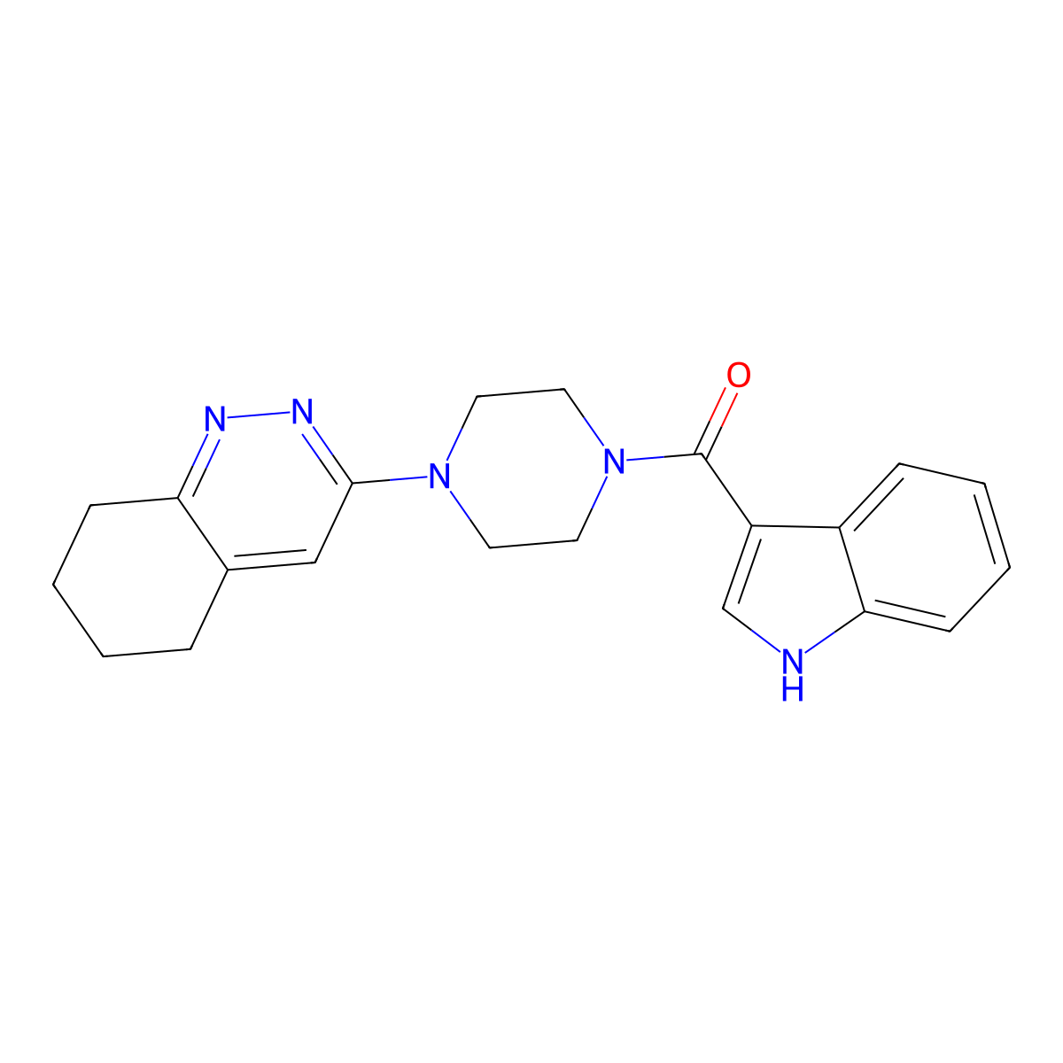 (1H-indol-3-yl)(4-(5,6,7,8-tetrahydrocinnolin-3-yl)piperazin-1-yl)methanone molecular structure, CAS 2034277-37-5