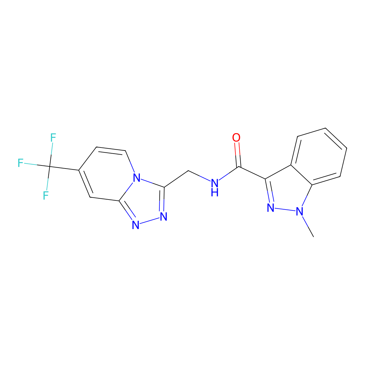 1-methyl-N-((7-(trifluoromethyl)-[1,2,4]triazolo[4,3-a]pyridin-3-yl)methyl)-1H-indazole-3-carboxamide molecular structure, CAS 2034277-46-6