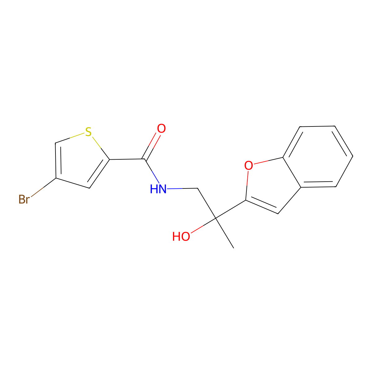 N-(2-(benzofuran-2-yl)-2-hydroxypropyl)-4-bromothiophene-2-carboxamide molecular structure, CAS 2034277-49-9