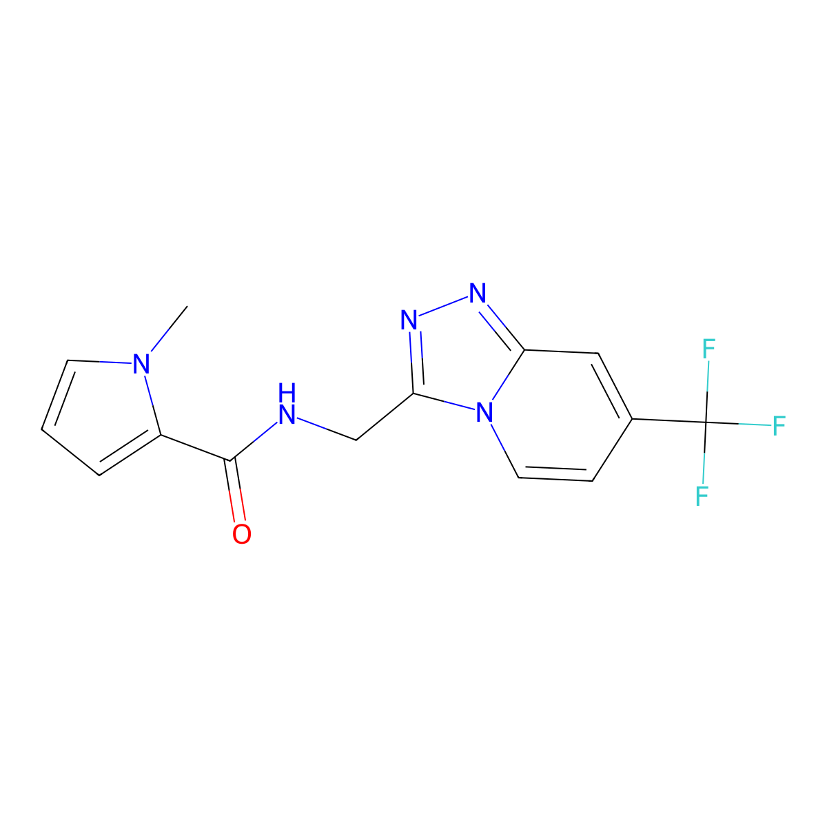 1-methyl-N-((7-(trifluoromethyl)-[1,2,4]triazolo[4,3-a]pyridin-3-yl)methyl)-1H-pyrrole-2-carboxamide molecular structure, CAS 2034277-51-3