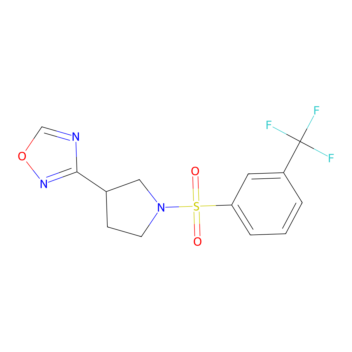 3-(1-((3-(Trifluoromethyl)phenyl)sulfonyl)pyrrolidin-3-yl)-1,2,4-oxadiazole molecular structure, CAS 2034277-57-9