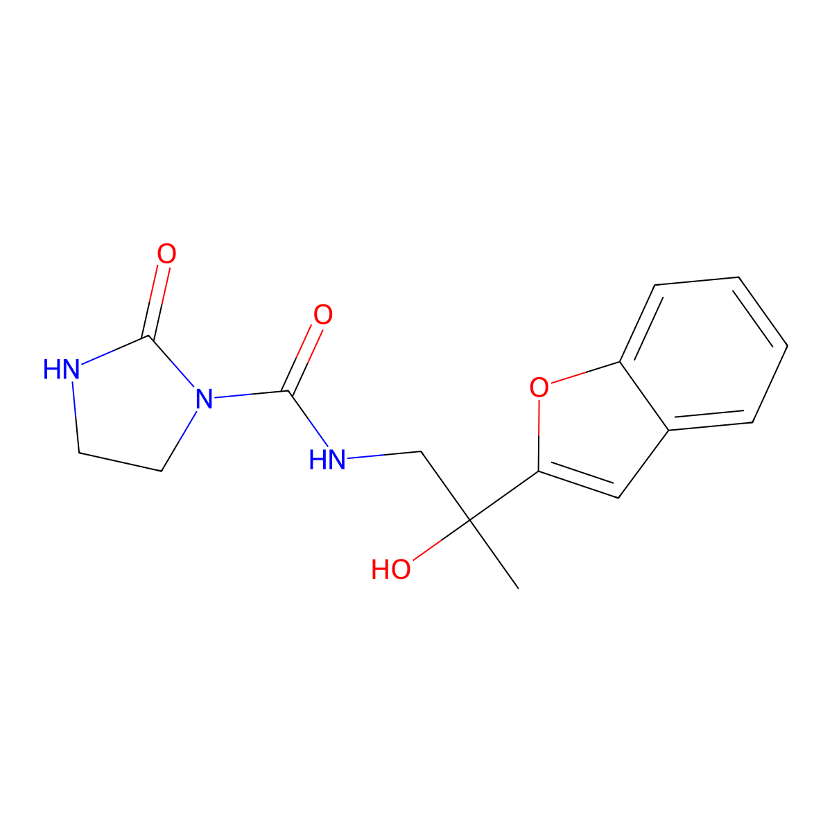 N-(2-(benzofuran-2-yl)-2-hydroxypropyl)-2-oxoimidazolidine-1-carboxamide molecular structure, CAS 2034277-58-0