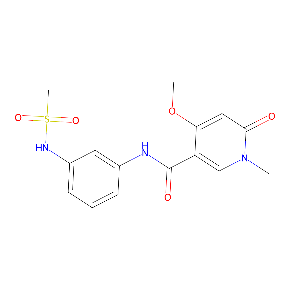N-(3-methanesulfonamidophenyl)-4-methoxy-1-methyl-6-oxo-1,6-dihydropyridine-3-carboxamide molecular structure, CAS 2034277-63-7