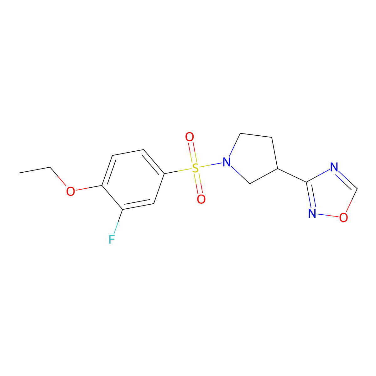 3-(1-((4-Ethoxy-3-fluorophenyl)sulfonyl)pyrrolidin-3-yl)-1,2,4-oxadiazole molecular structure, CAS 2034277-65-9