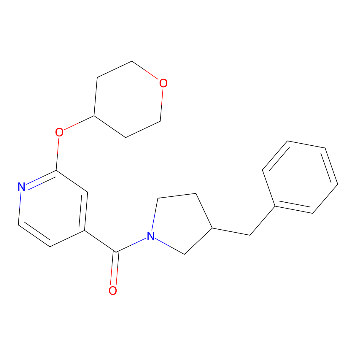 (3-benzylpyrrolidin-1-yl)(2-((tetrahydro-2H-pyran-4-yl)oxy)pyridin-4-yl)methanone molecular structure, CAS 2034277-71-7