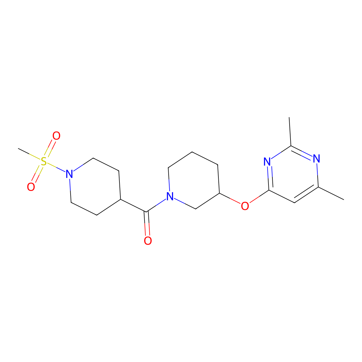 (3-((2,6-Dimethylpyrimidin-4-yl)oxy)piperidin-1-yl)(1-(methylsulfonyl)piperidin-4-yl)methanone molecular structure, CAS 2034277-76-2