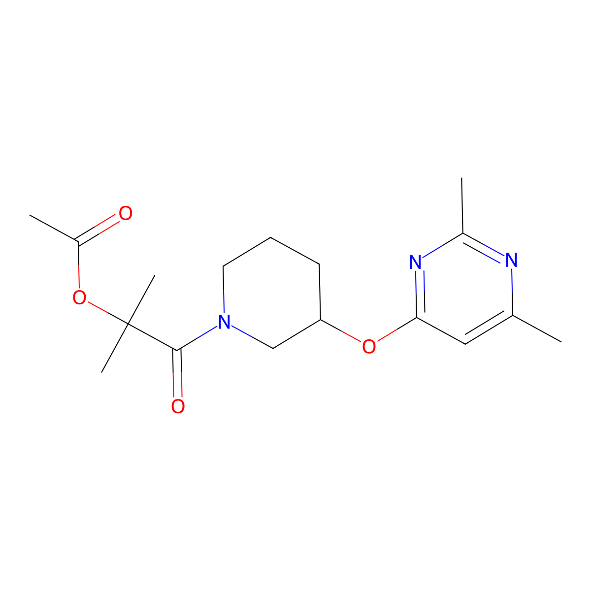 1-(3-((2,6-Dimethylpyrimidin-4-yl)oxy)piperidin-1-yl)-2-methyl-1-oxopropan-2-yl acetate molecular structure, CAS 2034277-83-1