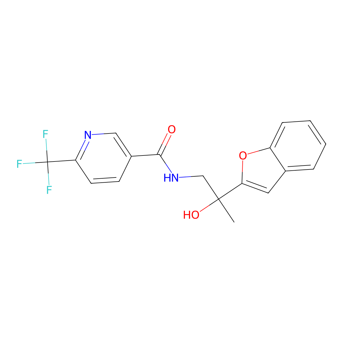 N-(2-(benzofuran-2-yl)-2-hydroxypropyl)-6-(trifluoromethyl)nicotinamide molecular structure, CAS 2034277-86-4