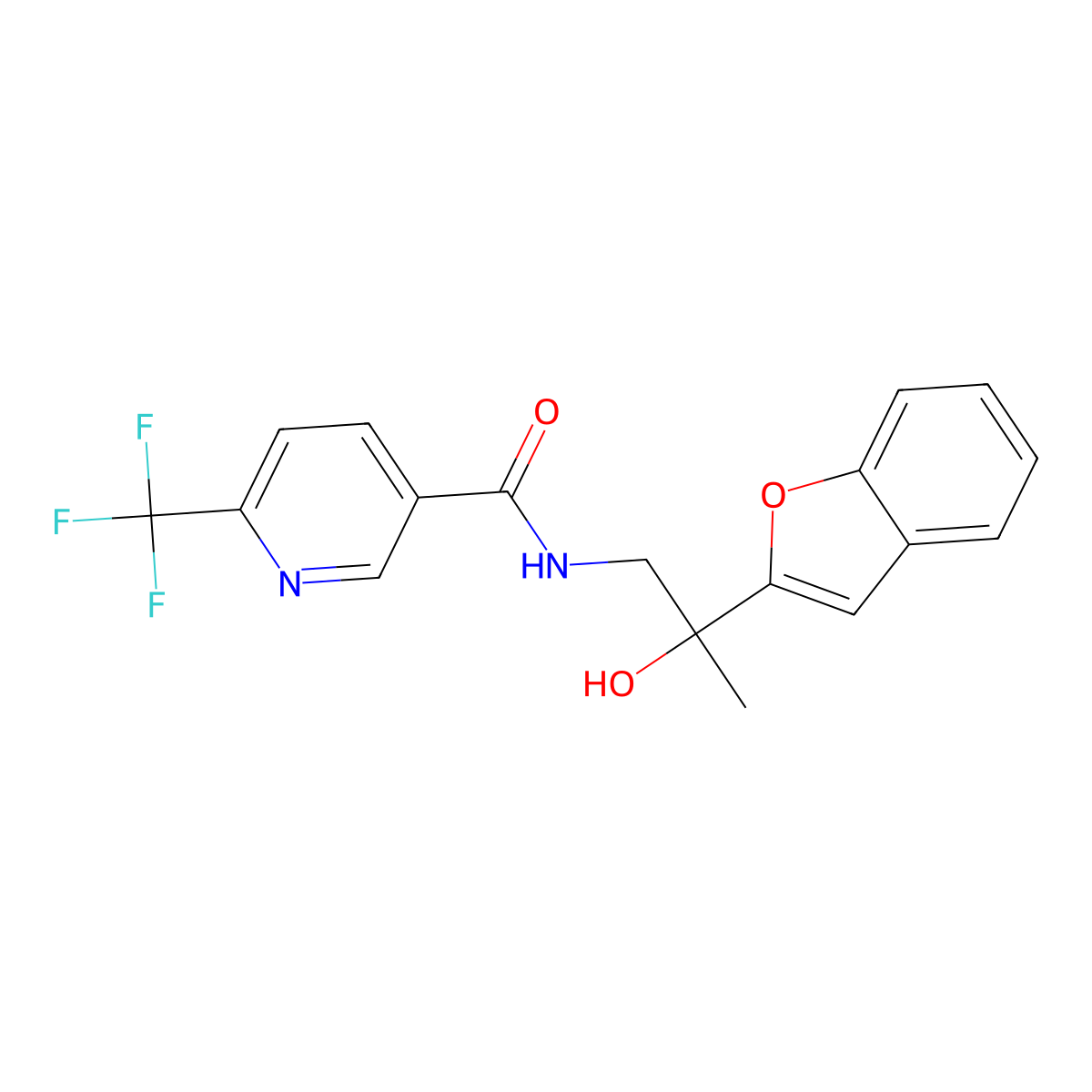 N-(2-(benzofuran-2-yl)-2-hydroxypropyl)-6-(trifluoromethyl)nicotinamide molecular structure, CAS 2034277-86-4