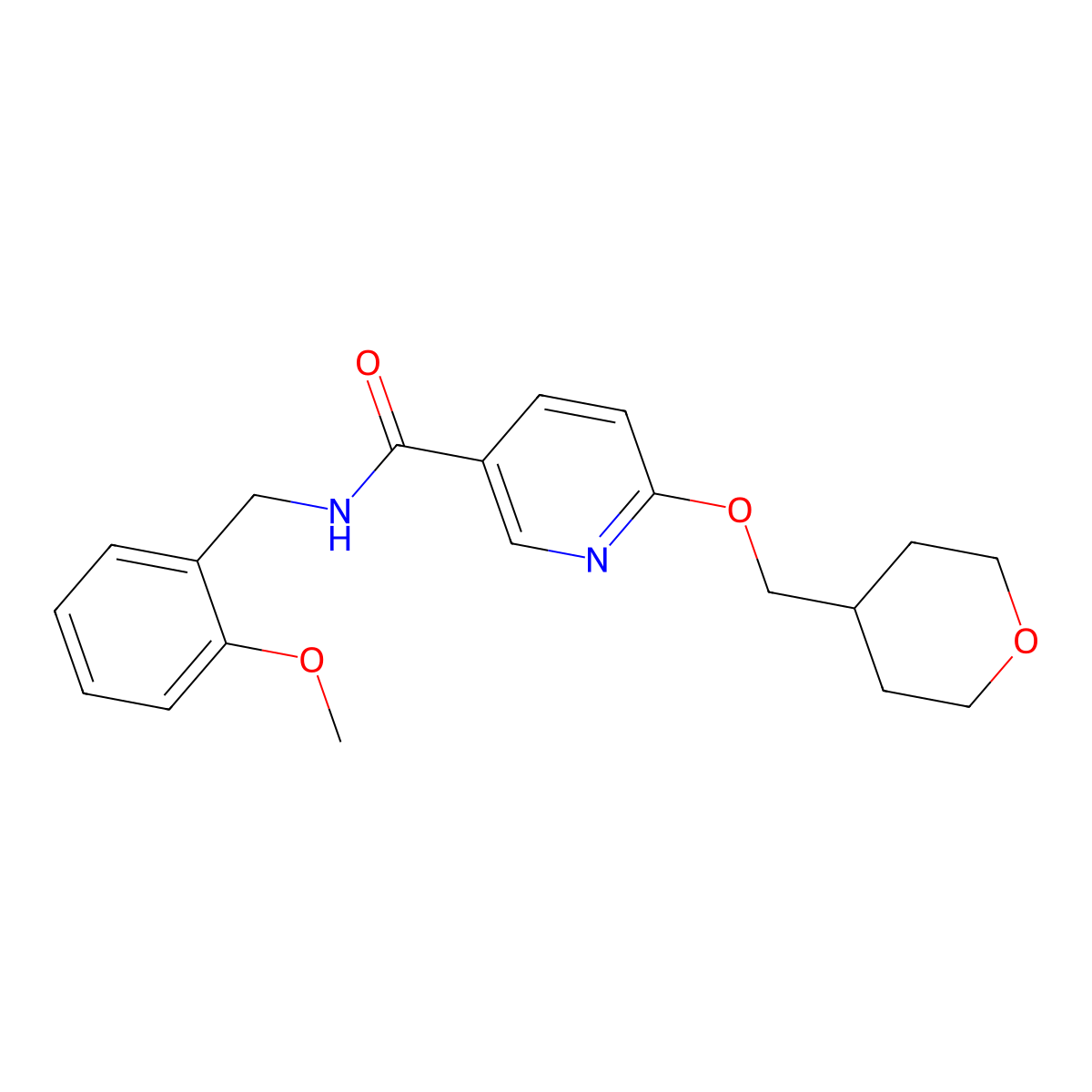 N-(2-methoxybenzyl)-6-((tetrahydro-2H-pyran-4-yl)methoxy)nicotinamide molecular structure, CAS 2034277-90-0