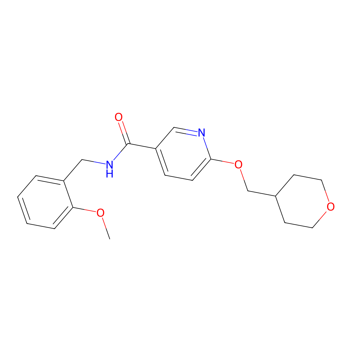 N-(2-methoxybenzyl)-6-((tetrahydro-2H-pyran-4-yl)methoxy)nicotinamide molecular structure, CAS 2034277-90-0