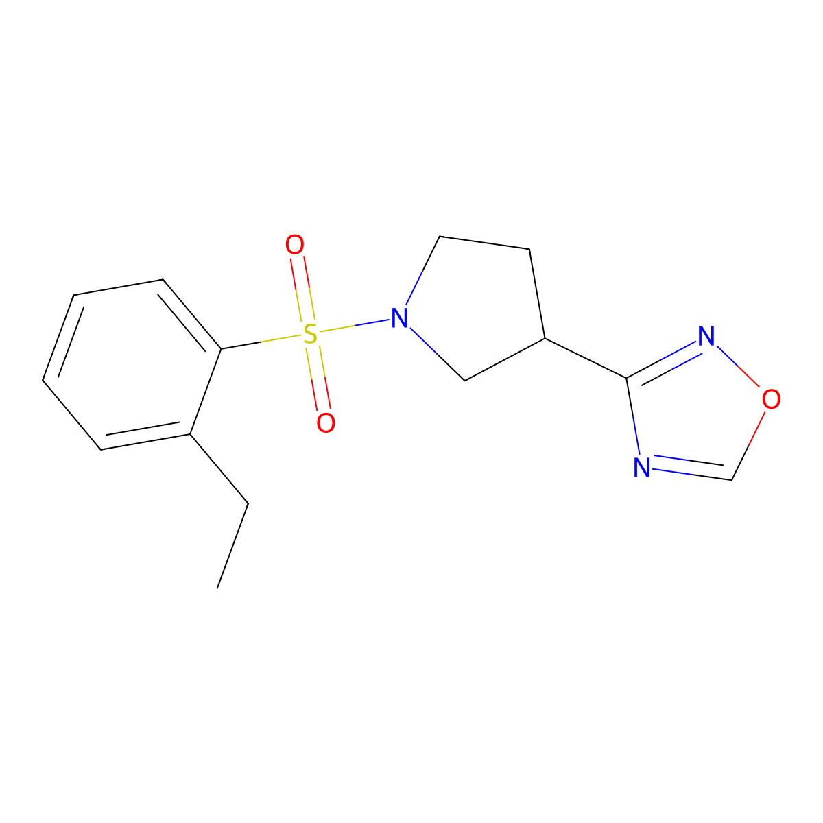 3-(1-((2-Ethylphenyl)sulfonyl)pyrrolidin-3-yl)-1,2,4-oxadiazole molecular structure, CAS 2034277-91-1