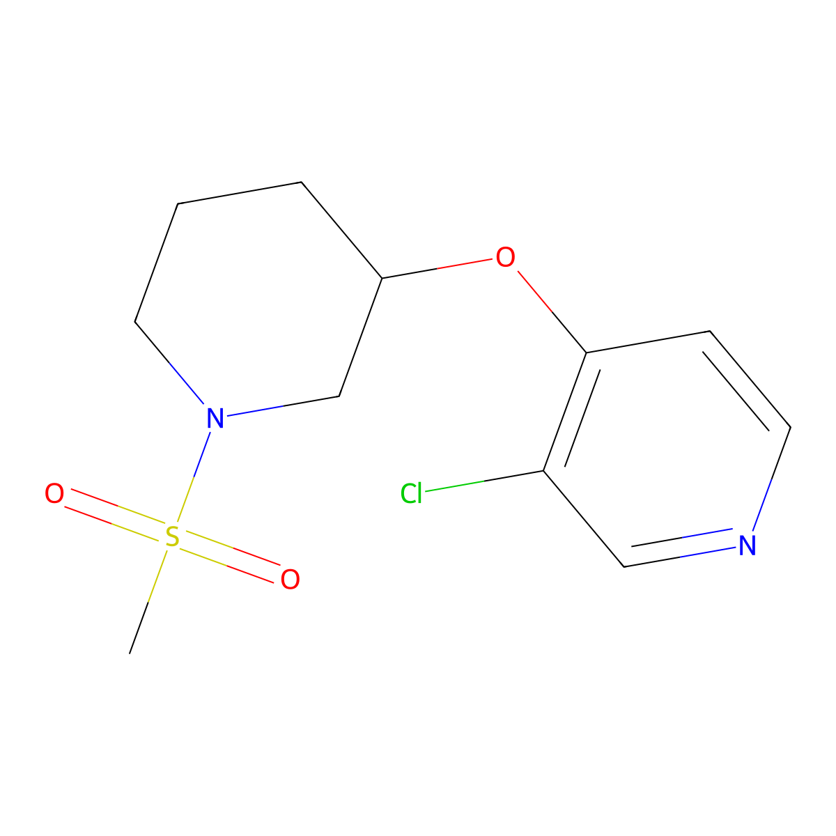 3-Chloro-4-((1-(methylsulfonyl)piperidin-3-yl)oxy)pyridine molecular structure, CAS 2034277-93-3