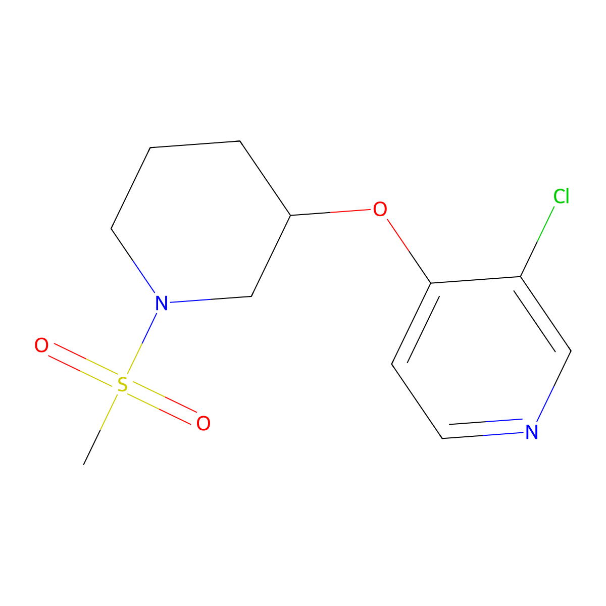 3-Chloro-4-((1-(methylsulfonyl)piperidin-3-yl)oxy)pyridine molecular structure, CAS 2034277-93-3