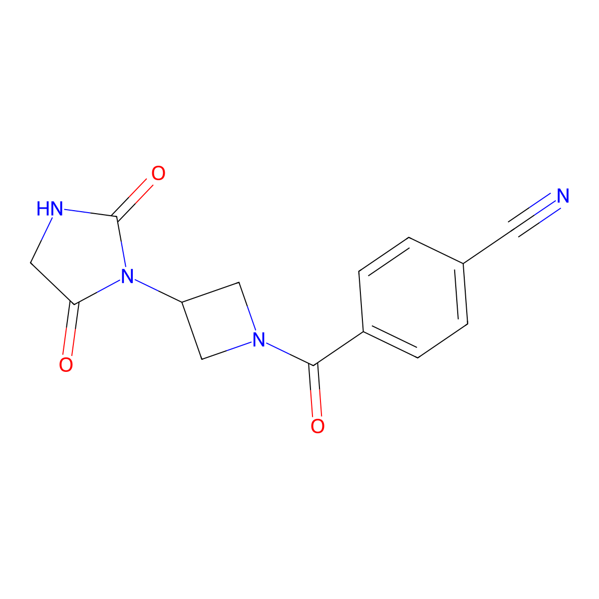 4-[3-(2,5-Dioxoimidazolidin-1-yl)azetidine-1-carbonyl]benzonitrile molecular structure, CAS 2034277-95-5