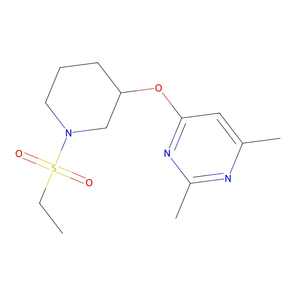 4-((1-(Ethylsulfonyl)piperidin-3-yl)oxy)-2,6-dimethylpyrimidine molecular structure, CAS 2034277-96-6