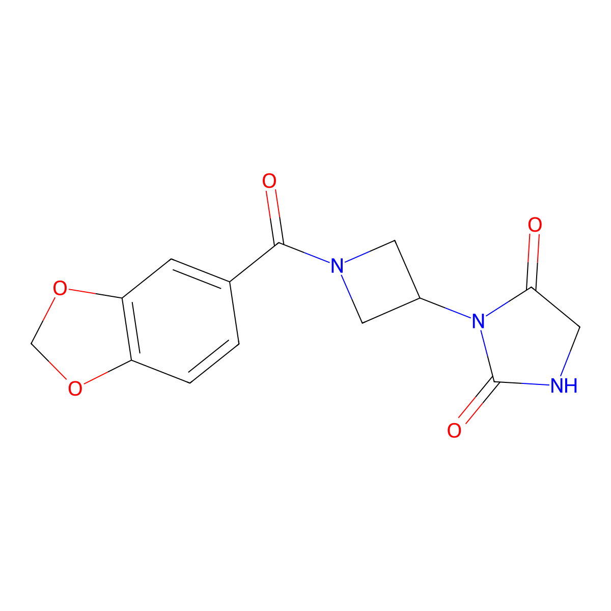3-(1-(Benzo[d][1,3]dioxole-5-carbonyl)azetidin-3-yl)imidazolidine-2,4-dione molecular structure, CAS 2034277-99-9