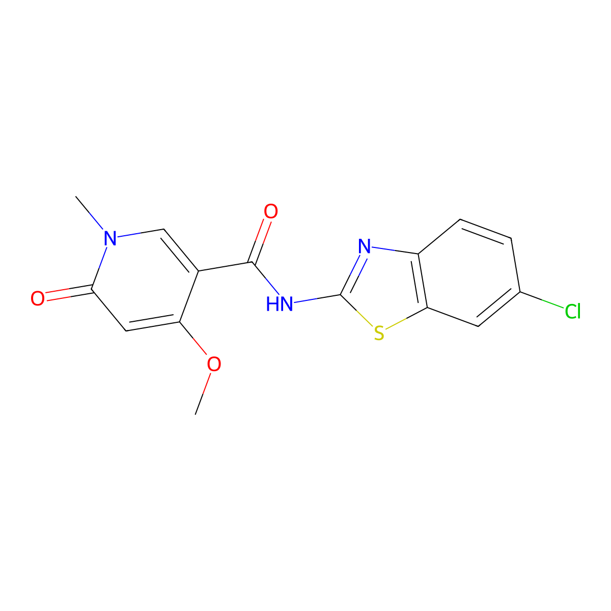 N-(6-chlorobenzo[d]thiazol-2-yl)-4-methoxy-1-methyl-6-oxo-1,6-dihydropyridine-3-carboxamide molecular structure, CAS 2034278-03-8