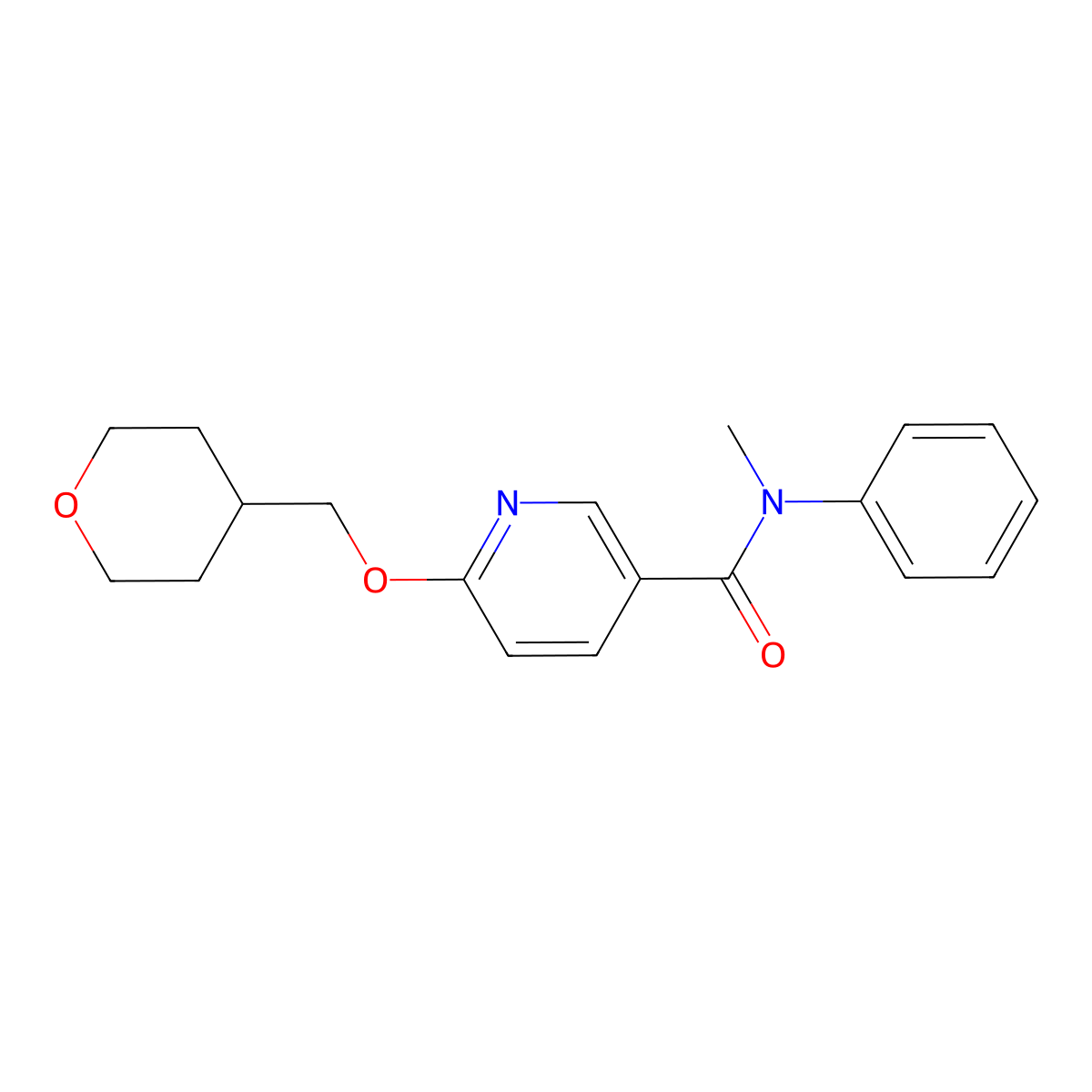 N-methyl-N-phenyl-6-((tetrahydro-2H-pyran-4-yl)methoxy)nicotinamide molecular structure, CAS 2034278-09-4