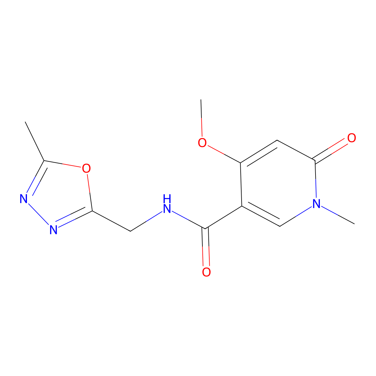 4-methoxy-1-methyl-N-[(5-methyl-1,3,4-oxadiazol-2-yl)methyl]-6-oxo-1,6-dihydropyridine-3-carboxamide molecular structure, CAS 2034278-10-7