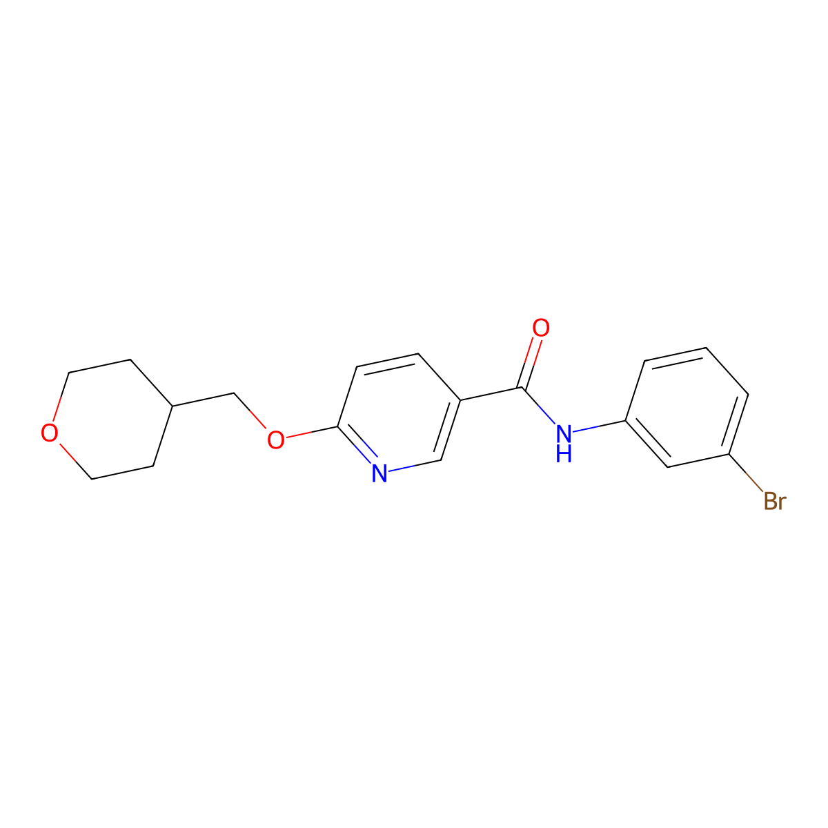 N-(3-bromophenyl)-6-((tetrahydro-2H-pyran-4-yl)methoxy)nicotinamide molecular structure, CAS 2034278-15-2