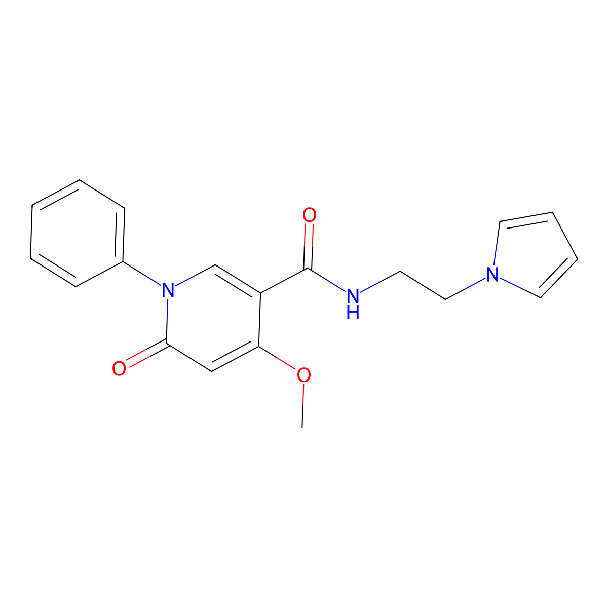 N-(2-(1H-pyrrol-1-yl)ethyl)-4-methoxy-6-oxo-1-phenyl-1,6-dihydropyridine-3-carboxamide molecular structure, CAS 2034278-23-2