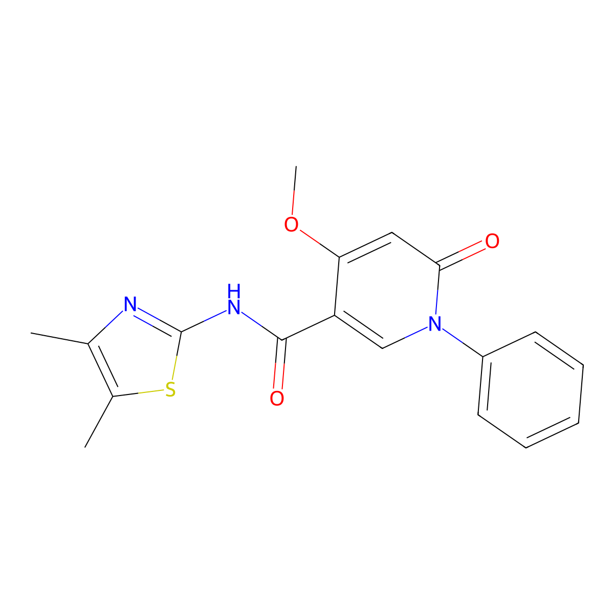 N-(4,5-dimethylthiazol-2-yl)-4-methoxy-6-oxo-1-phenyl-1,6-dihydropyridine-3-carboxamide molecular structure, CAS 2034278-32-3