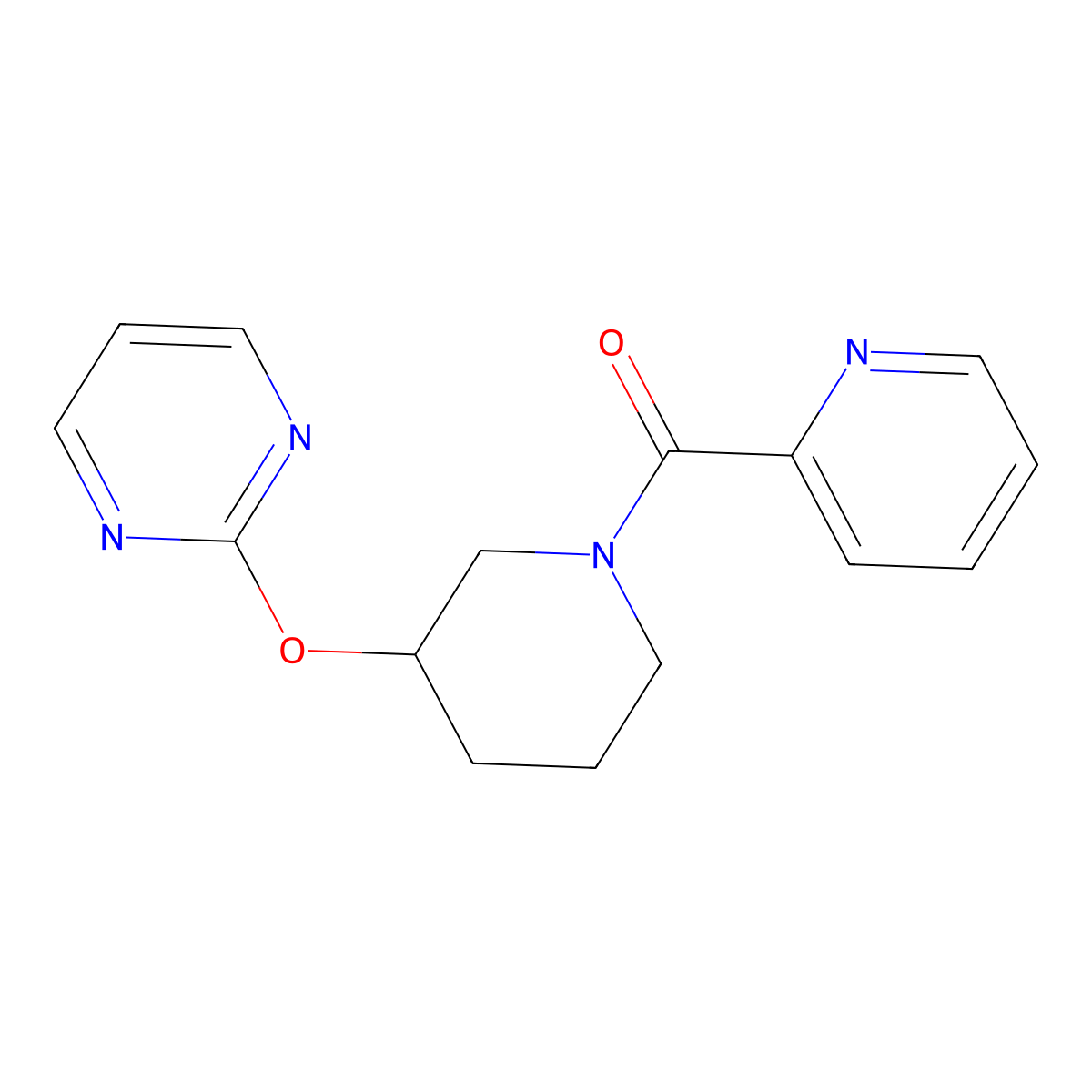 Pyridin-2-yl(3-(pyrimidin-2-yloxy)piperidin-1-yl)methanone molecular structure, CAS 2034278-39-0