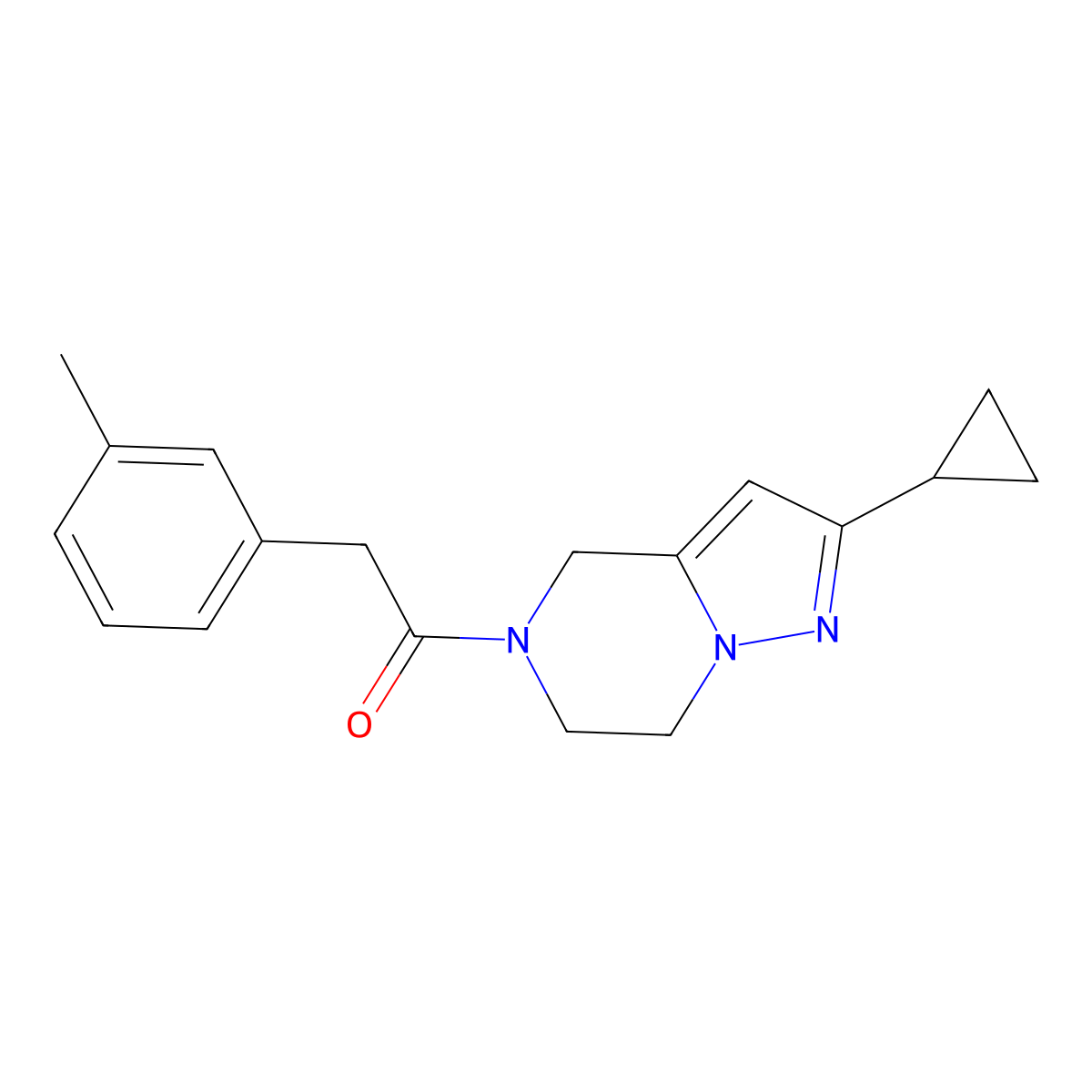 1-(2-cyclopropyl-6,7-dihydropyrazolo[1,5-a]pyrazin-5(4H)-yl)-2-(m-tolyl)ethanone molecular structure, CAS 2034278-43-6