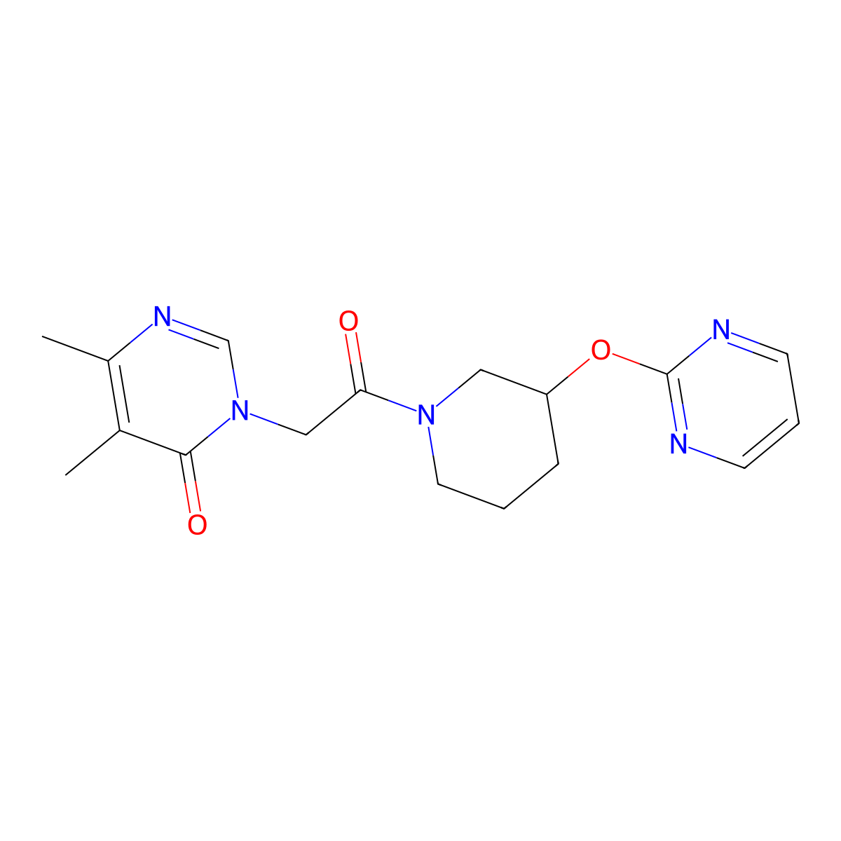 5,6-dimethyl-3-(2-oxo-2-(3-(pyrimidin-2-yloxy)piperidin-1-yl)ethyl)pyrimidin-4(3H)-one molecular structure, CAS 2034278-44-7