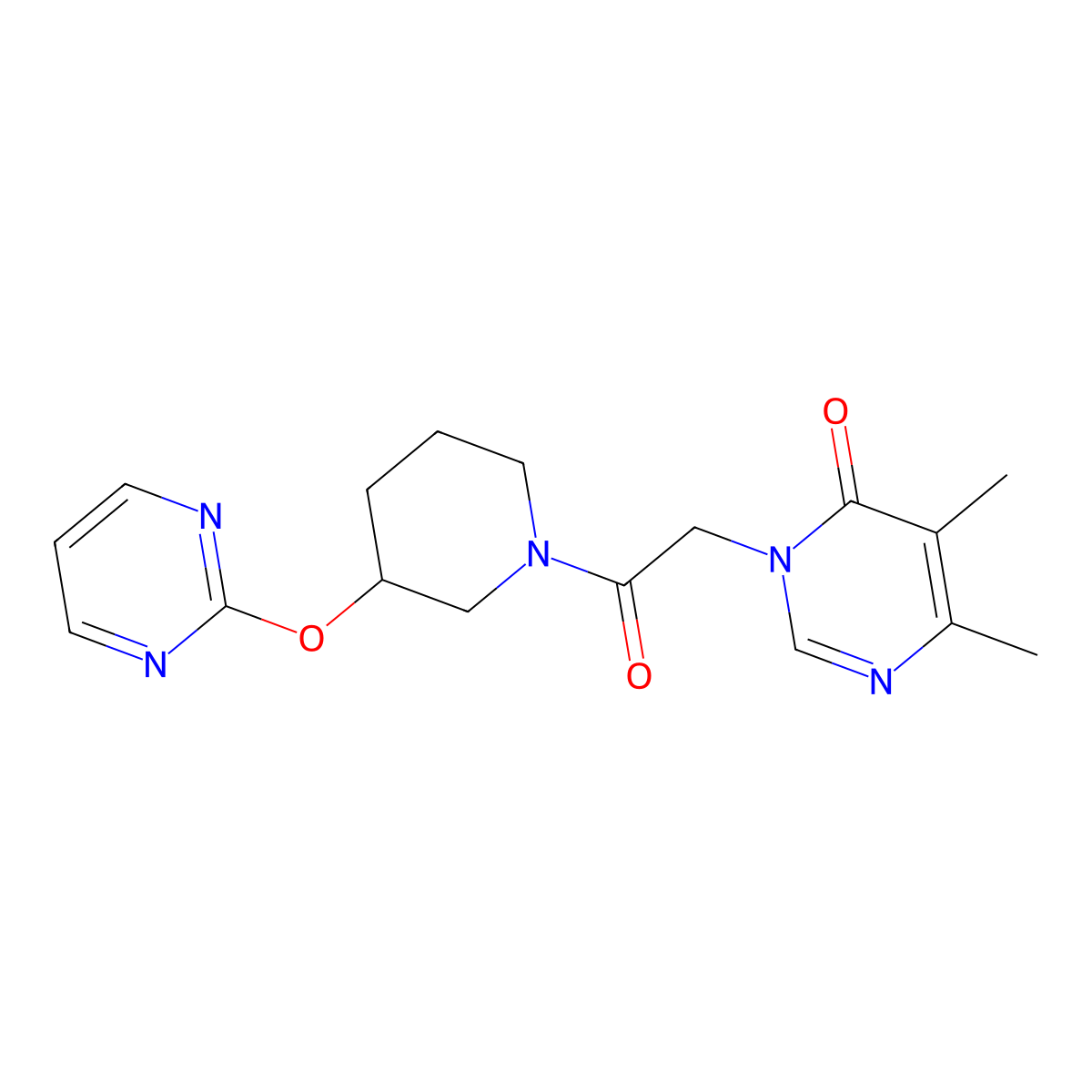 5,6-dimethyl-3-(2-oxo-2-(3-(pyrimidin-2-yloxy)piperidin-1-yl)ethyl)pyrimidin-4(3H)-one molecular structure, CAS 2034278-44-7