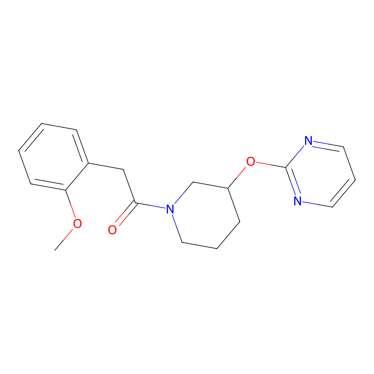 2-(2-Methoxyphenyl)-1-(3-(pyrimidin-2-yloxy)piperidin-1-yl)ethanone molecular structure, CAS 2034278-50-5
