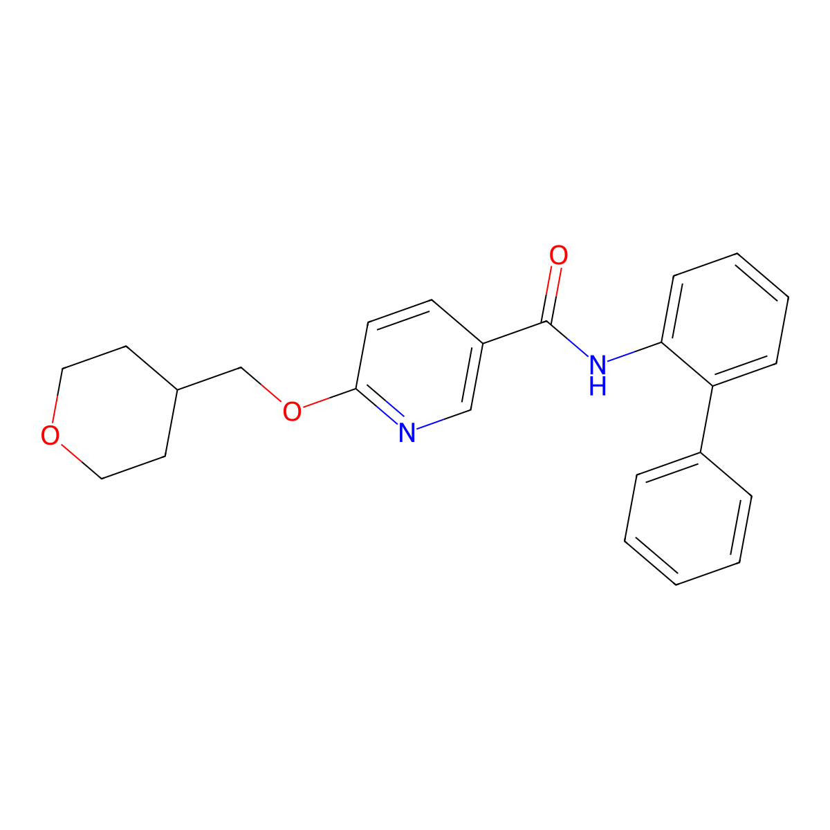 N-([1,1'-biphenyl]-2-yl)-6-((tetrahydro-2H-pyran-4-yl)methoxy)nicotinamide molecular structure, CAS 2034278-52-7