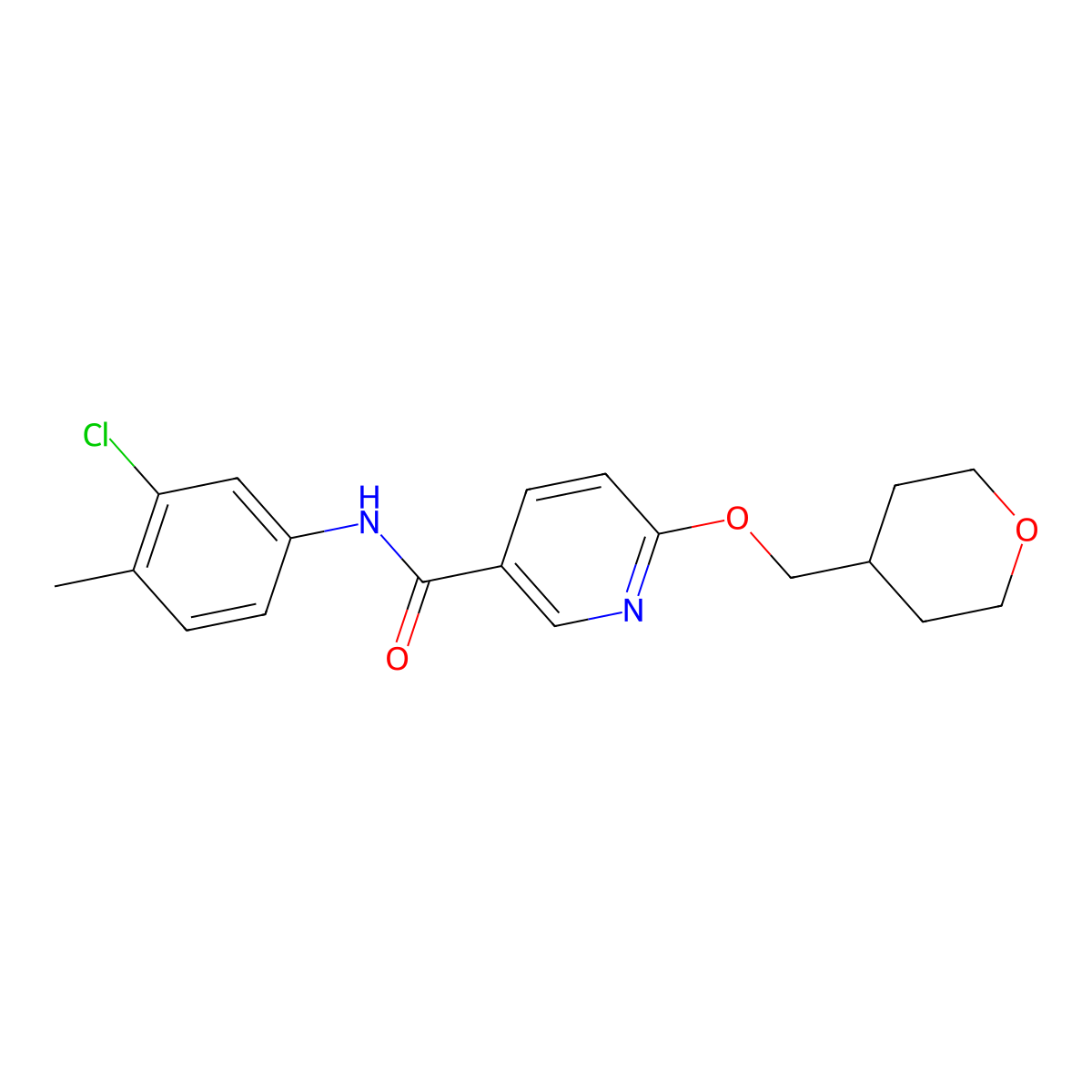 N-(3-chloro-4-methylphenyl)-6-((tetrahydro-2H-pyran-4-yl)methoxy)nicotinamide molecular structure, CAS 2034278-55-0