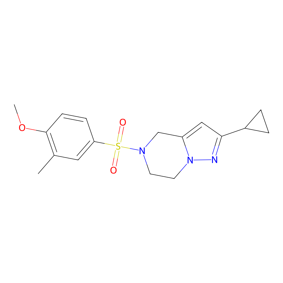 2-Cyclopropyl-5-((4-methoxy-3-methylphenyl)sulfonyl)-4,5,6,7-tetrahydropyrazolo[1,5-a]pyrazine molecular structure, CAS 2034278-60-7