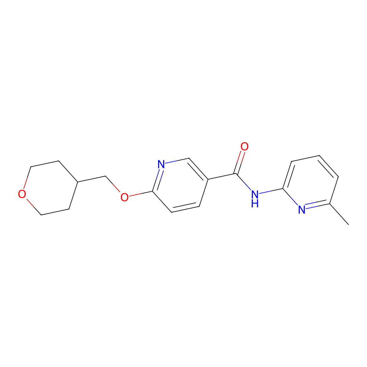 N-(6-methylpyridin-2-yl)-6-((tetrahydro-2H-pyran-4-yl)methoxy)nicotinamide molecular structure, CAS 2034278-62-9