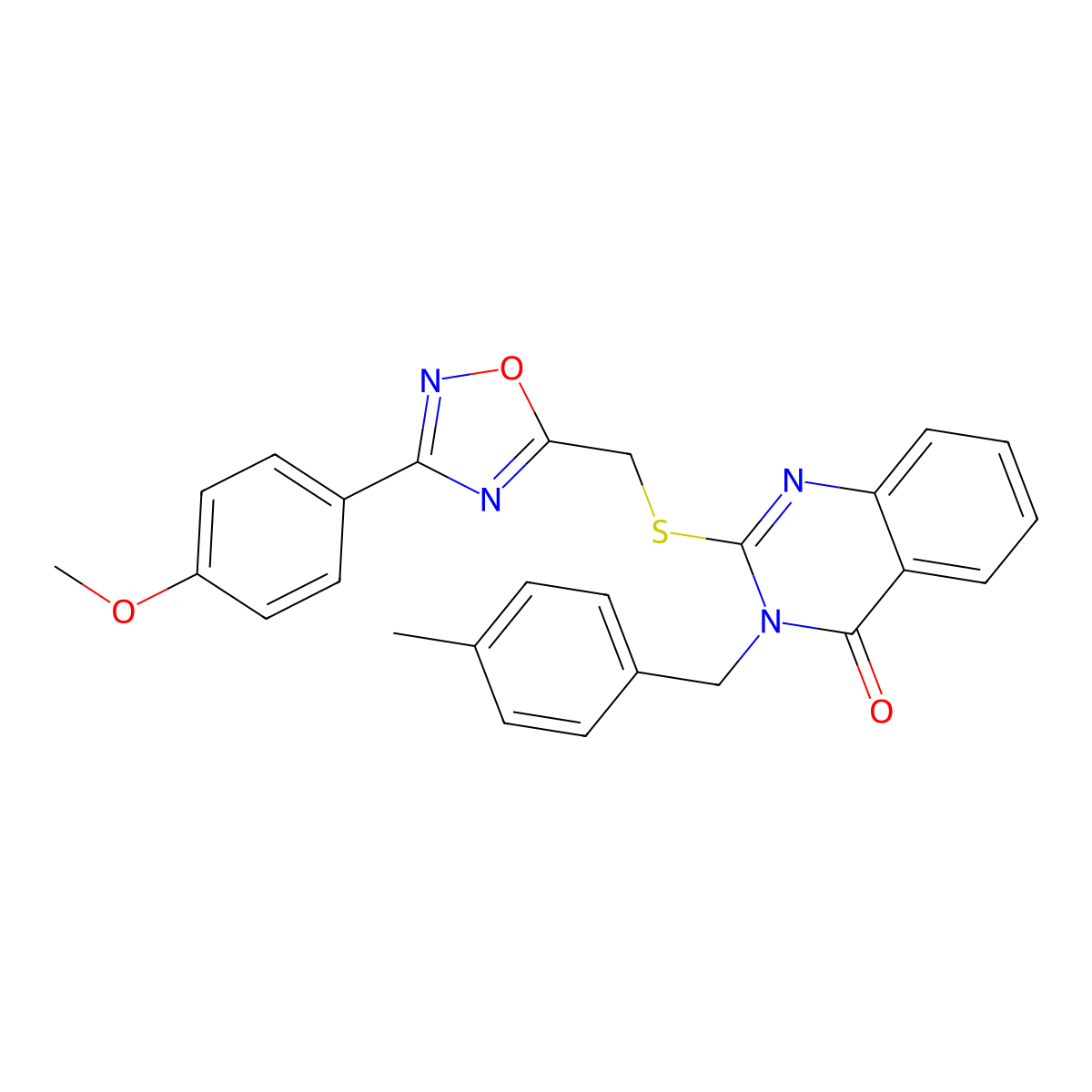2-(((3-(4-methoxyphenyl)-1,2,4-oxadiazol-5-yl)methyl)thio)-3-(4-methylbenzyl)quinazolin-4(3H)-one molecular structure, CAS 2034278-63-0