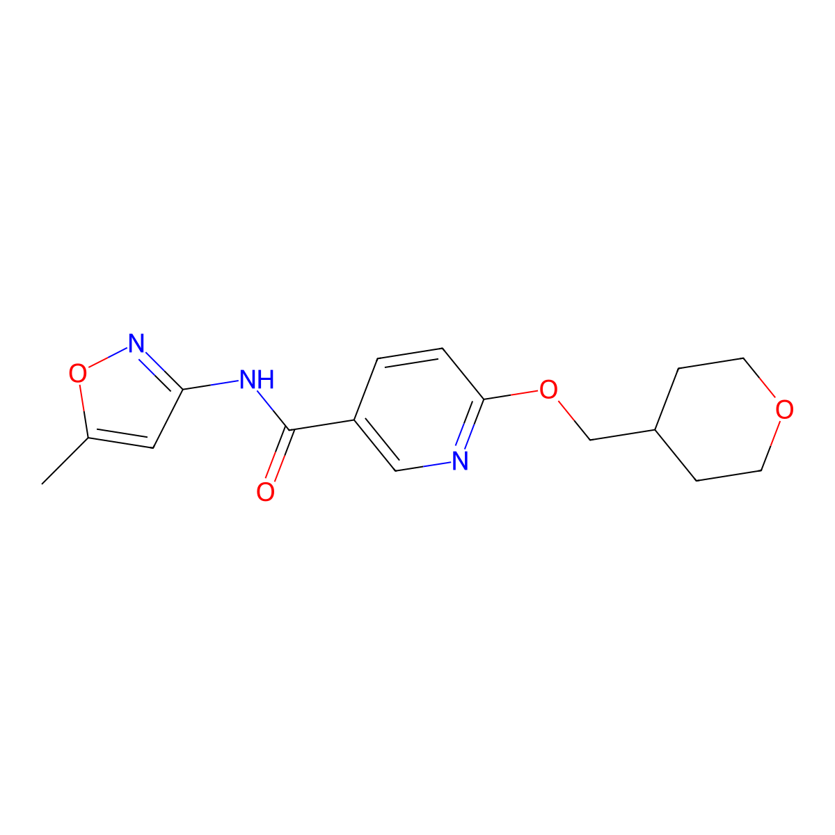 N-(5-methylisoxazol-3-yl)-6-((tetrahydro-2H-pyran-4-yl)methoxy)nicotinamide molecular structure, CAS 2034278-67-4