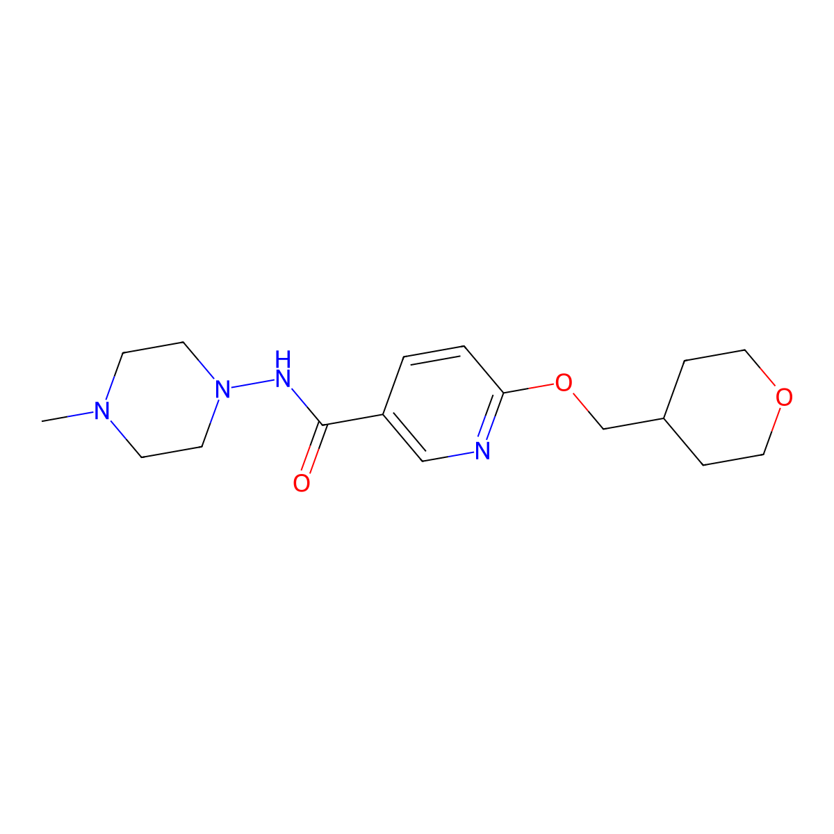 N-(4-methylpiperazin-1-yl)-6-((tetrahydro-2H-pyran-4-yl)methoxy)nicotinamide molecular structure, CAS 2034278-79-8